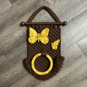 Vintage Macrame Butterfly Towel Holder